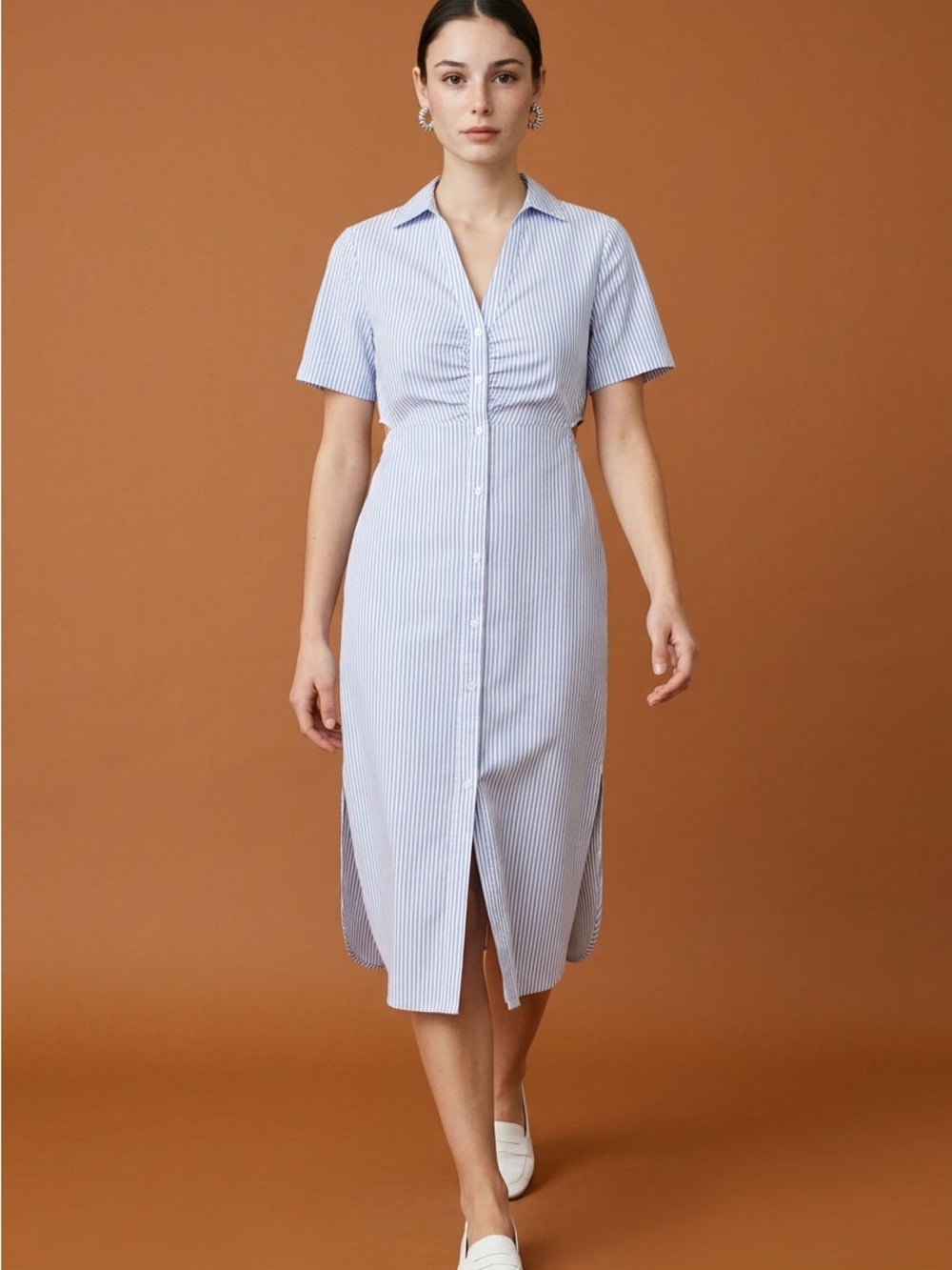 Old Navy Striped Cutout Midi Shirt Dress - Picture 2 of 3